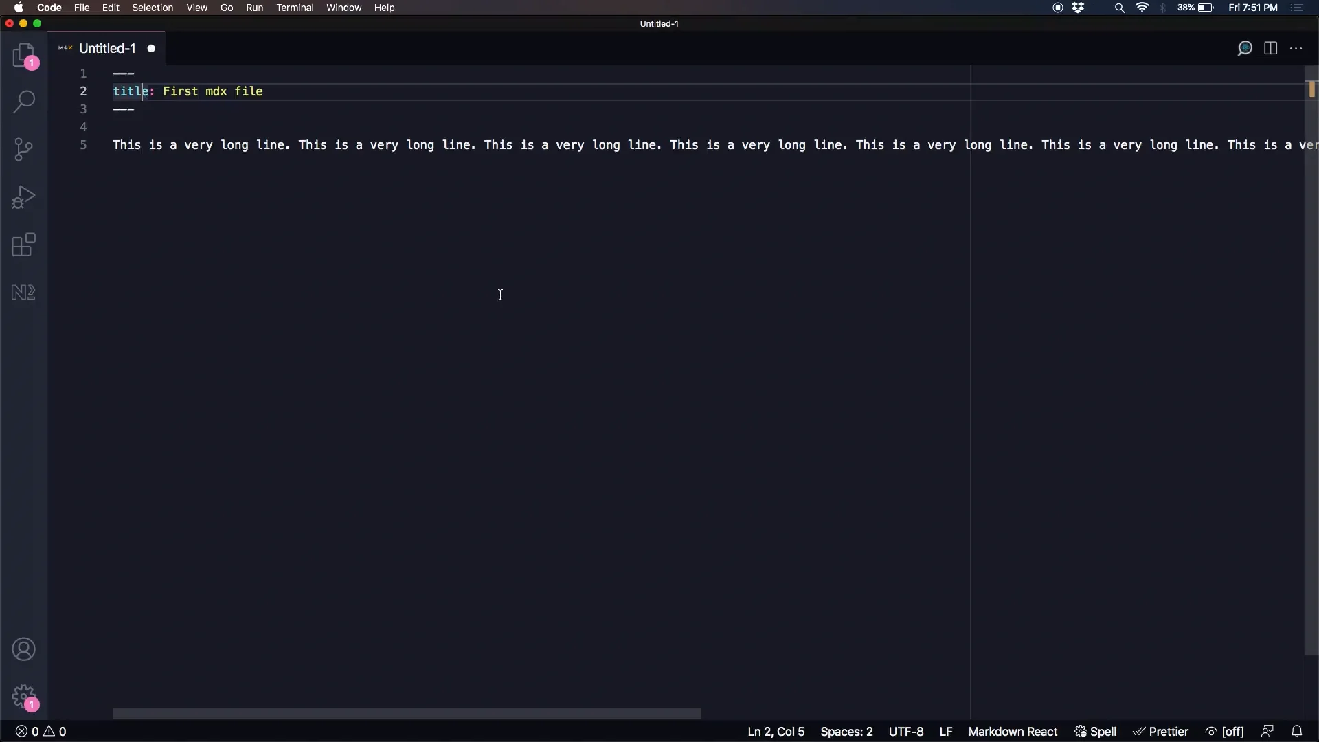 Video showing how to do word wrapping of single .mdx file in VS Code