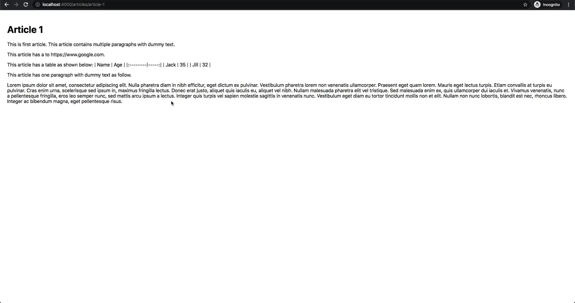 Demo of sample application after integrating mdx-bundler